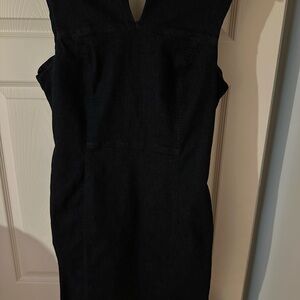 Alexia Admor Black Ruffle Front Sleeveless Sheath Dress